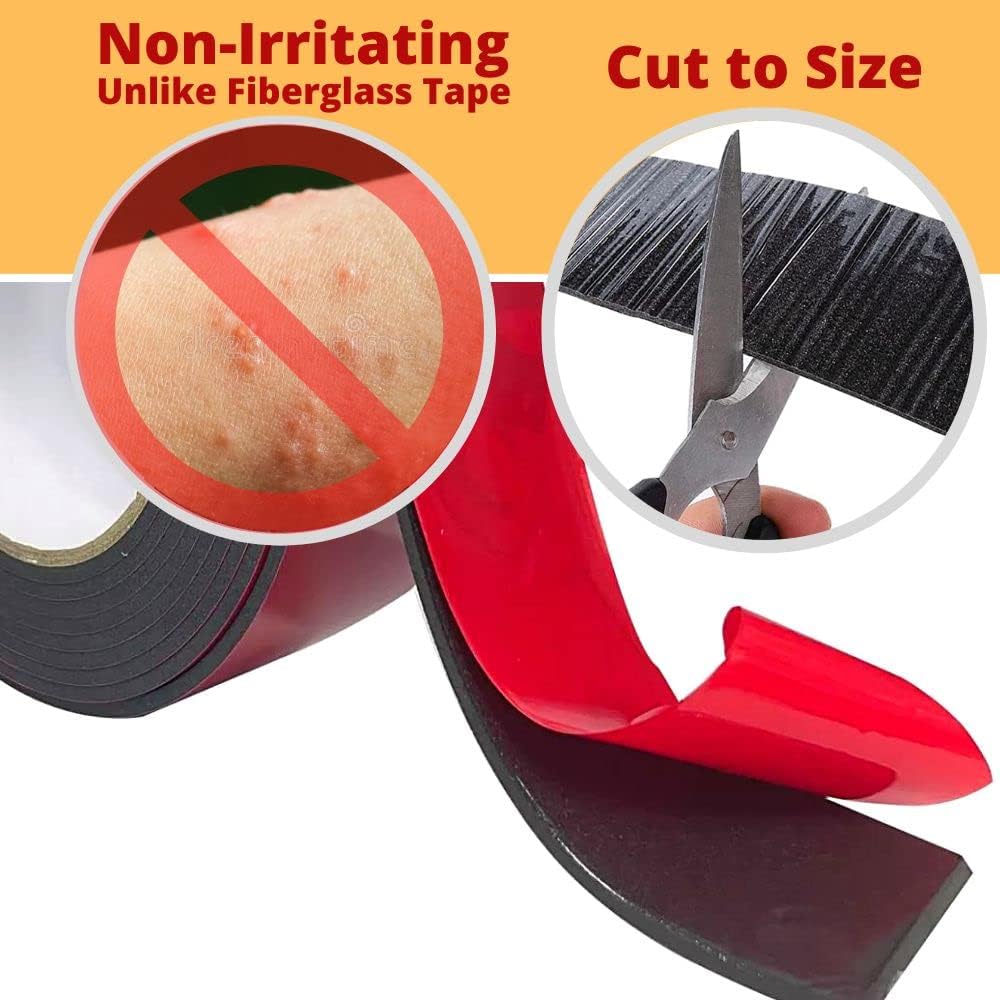 2 Pack Pipe Insulation Tape - Weather Resistant Water Pipe Wrap Tape - Outdoor Water Pipe Insulation Wrap, Insulation Tape for Water Pipes, Pipe Wrap Insulation, Foam Pipe Insulation (2 in x 11 ft) - - 