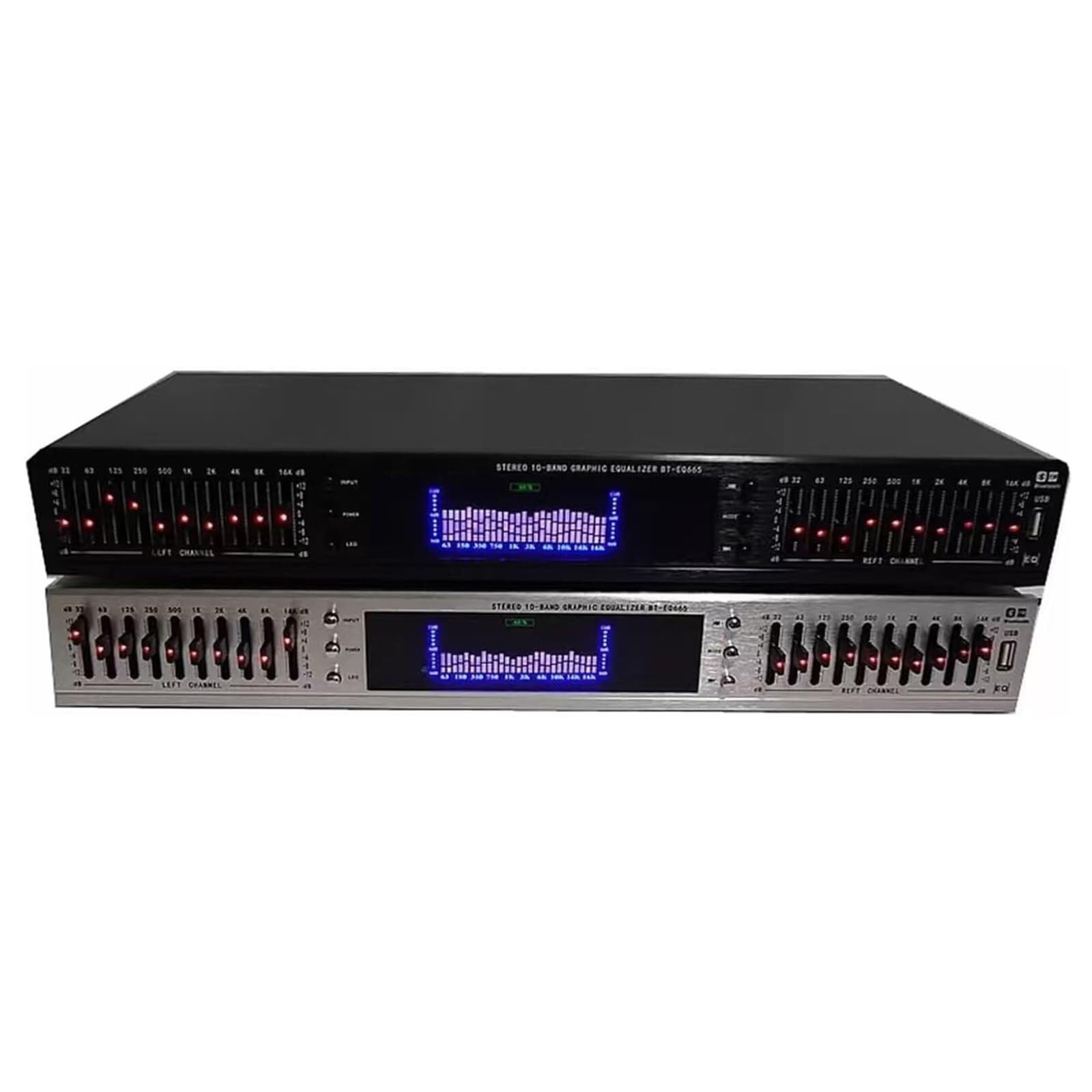 HiFi Audio Equalizer - Professioneller digitaler Grafik-Equalizer mit integriertem Bluetooth- und LED-Spektrum-Display, inklusive Fernbedienung und dynamischem Rhythmus-Tuner für Studio- und