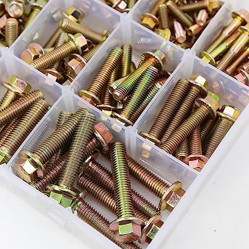 Image of 245PCS Grade 8.8 M6 M8 M10 Heavy Duty Flanged Bolts and Nuts Kit, Metric Flanged Hex Screws Nuts Includes 15 Most Common Sizes