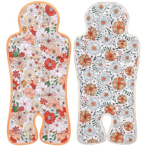 Image of Pinkunn 2 Pcs Gel Car Seat Cooling Pad for Baby Summer Breathable Ice Cushion Multifunctional Ice Stroller Cooler Mat for Stroller Baby Dining Chair Child Safety Seat(Classic Color,Flower)