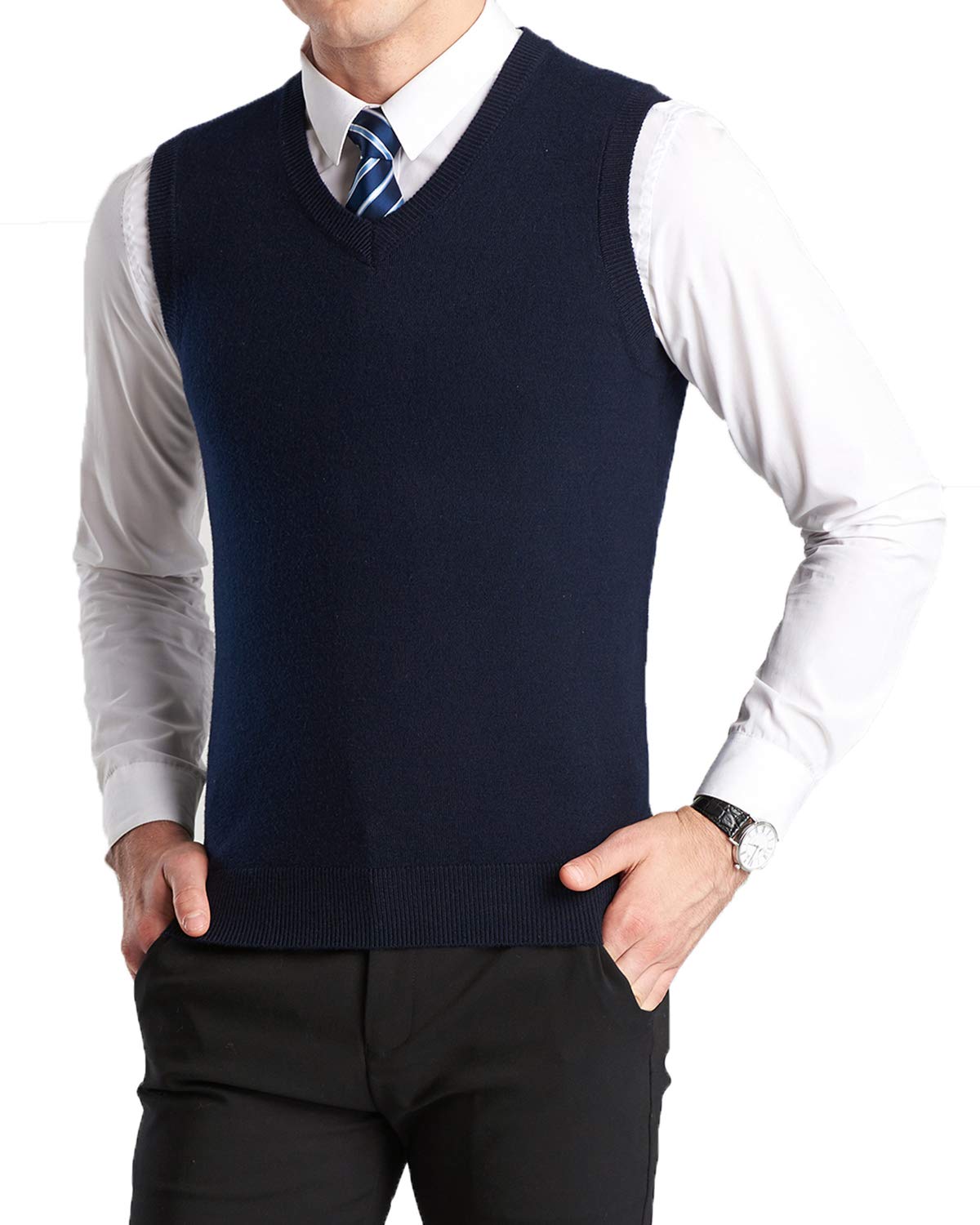 Hombre Invierno Sin Mangas con Cuello En V Chaleco Casual de Punto Chaleco suéter Caballero Suéter Cardigans Tank Tops