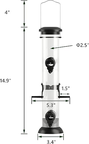 Miniatura 6 de Comedero para pájaros de plástico duro de alta calidad para pájaros silvestres para colgar al aire libre, comedero para pájaros colibríes, 14