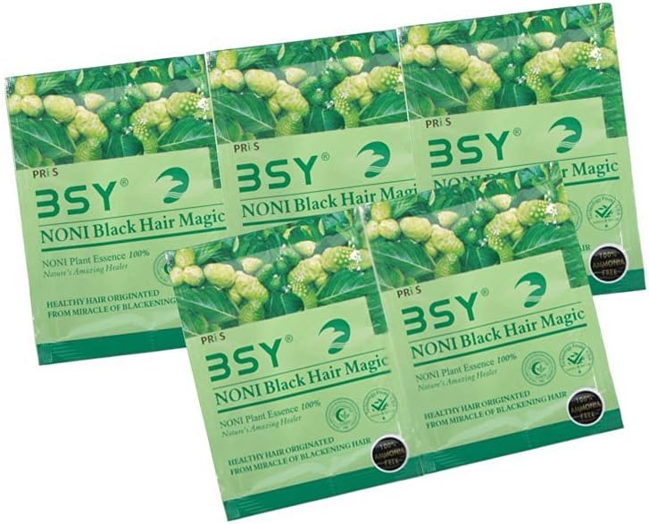 Pack of 5 - BSY Noni Black Hair Magic - Organic Natural Hair Dye (Black) - 12ml