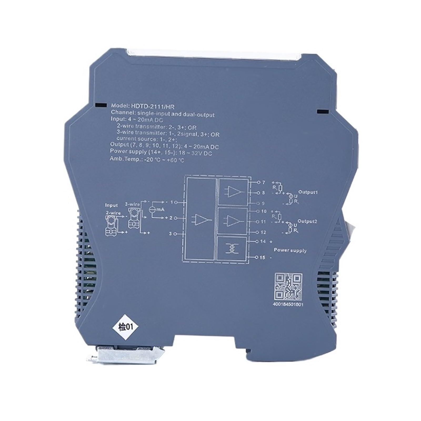 Convertitore di Segnale di Isolamento da CC a CC da 18-32 V CC 4-20 mA(in 0-5V_out 0-20MA)