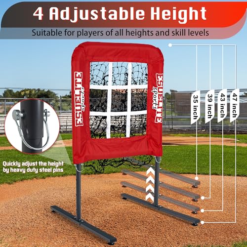 Image of 9 Hole Pitching Net with Strike Zone, Baseball Softball Pitching Target - Adjustable Height Portable Indoor Outdoor Training Equipment for Pitchers of All Levels, Coaches, and Players