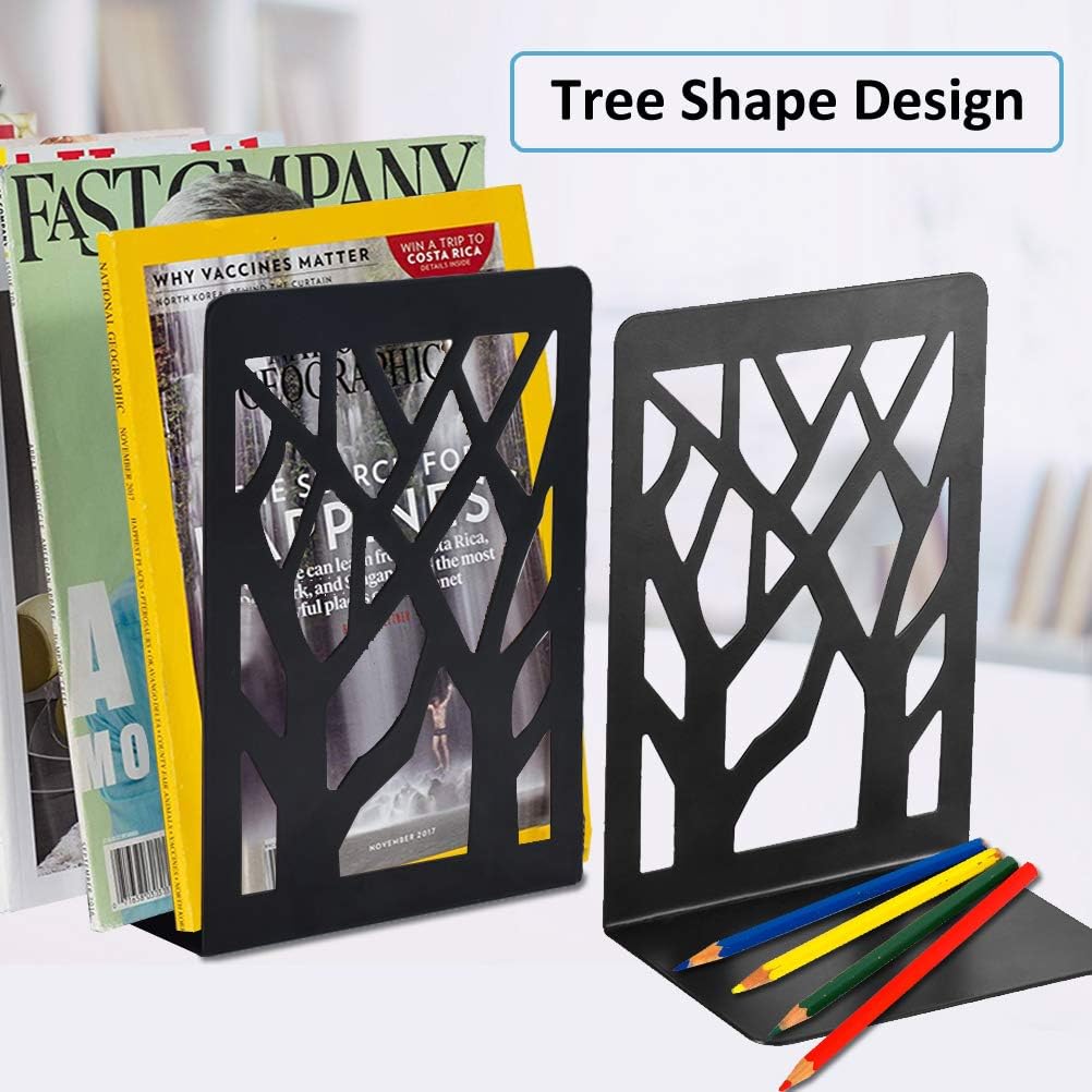 Elegant Black Metal Bookends for Heavy Books and Decor