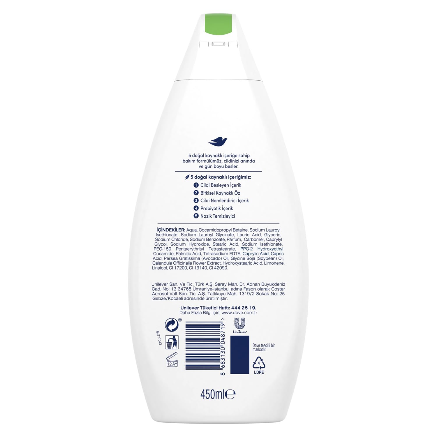 Dove Duş Jeli Avokado Yağı ve Kalendula Özü 450 ml