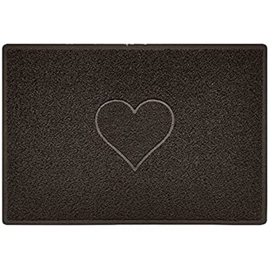 Nicoman Heart Embossed Spaghetti Doormat 90cm x 60cm Brown