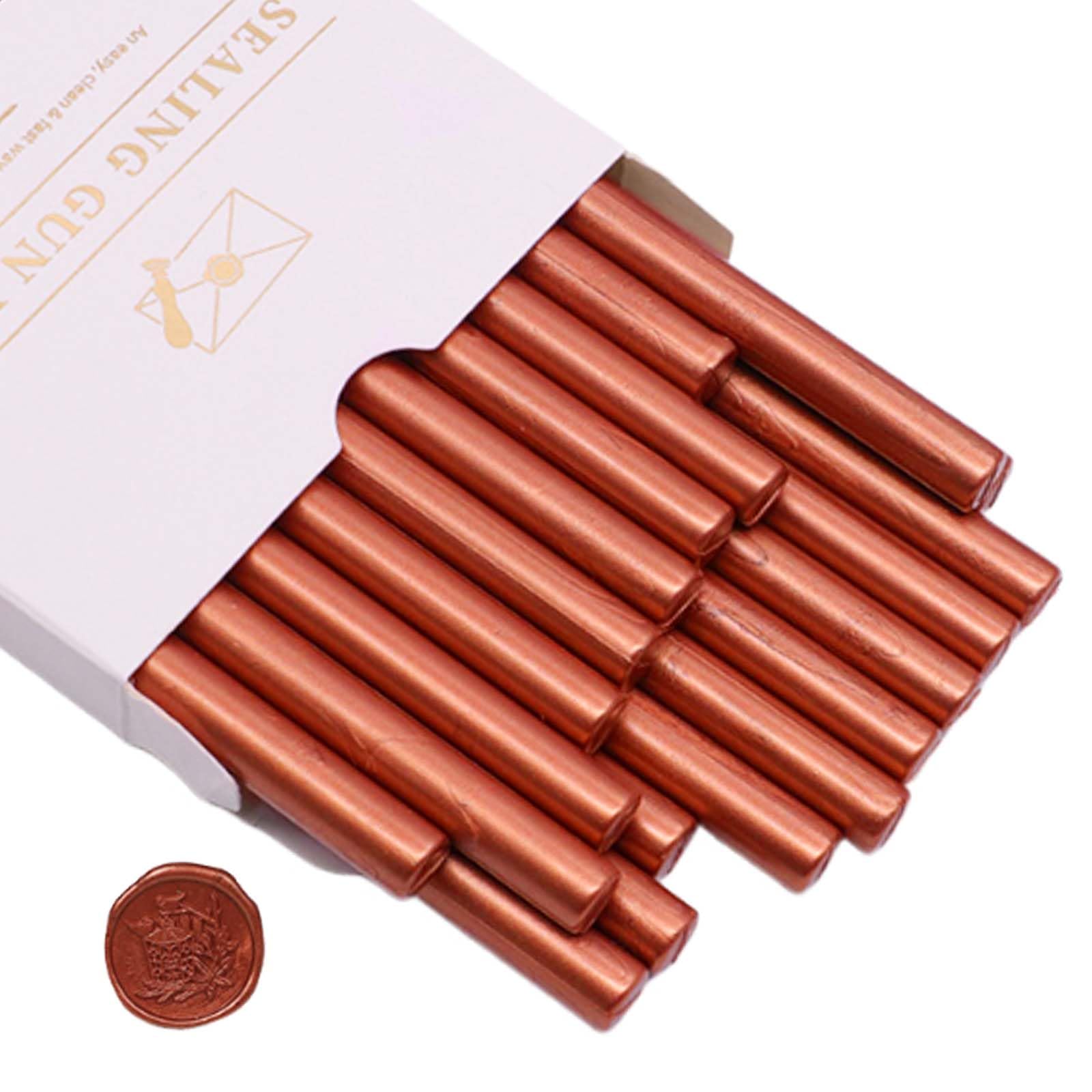 Bâtonnets de Cire à Cacheter 7 mm Métallisée Or Rose pour Pistolet à Colle, 20 Pièces