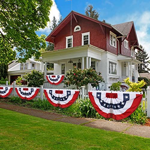 Sunshane Usa Pleated Fan Flags American Us Bunting Flag Half Fan Stars And Stripes Banners For 4Th Of July Memorial Day Patriotic Outdoor Decorations (6, 1.5X3Feet) #TOP6