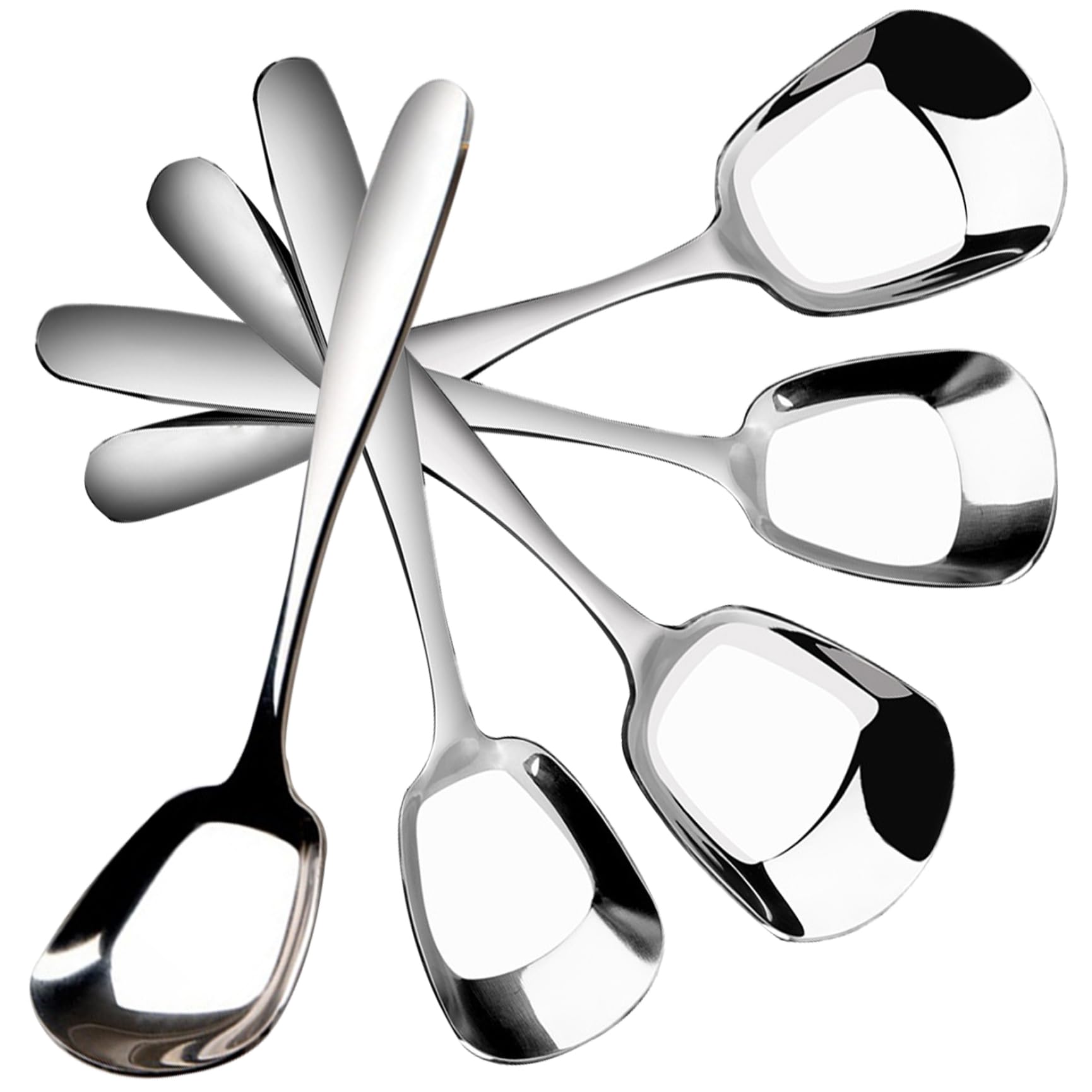 Gcroet Cuillères à Soupe à tête carrée en Acier Inoxydable, 5 pièces, cuillères Soupe carrées de Style coréen Servant Une Robuste en Acier Inoxydable..