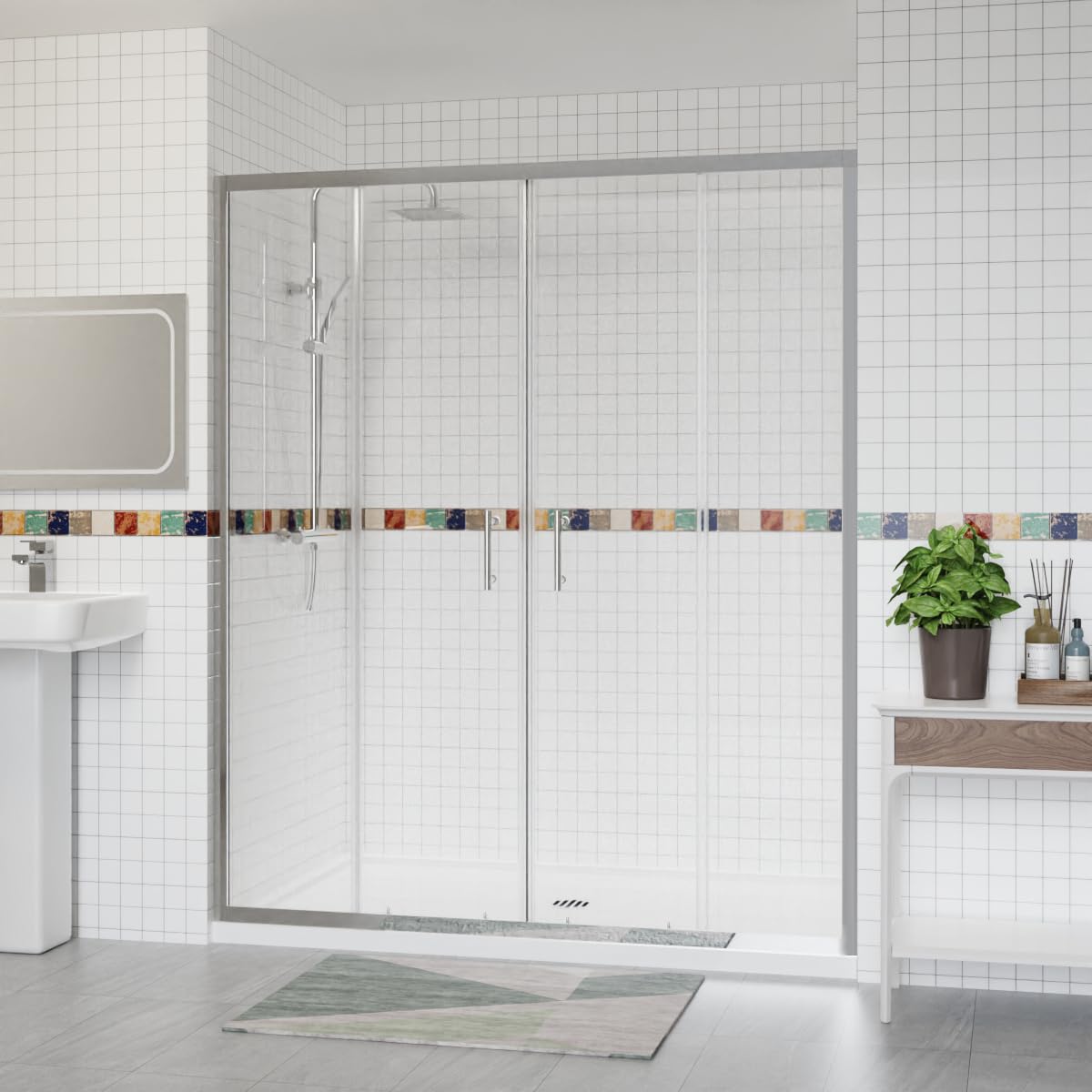Aquariss 1600x1900mm Sliding Shower Enclosure Chrome