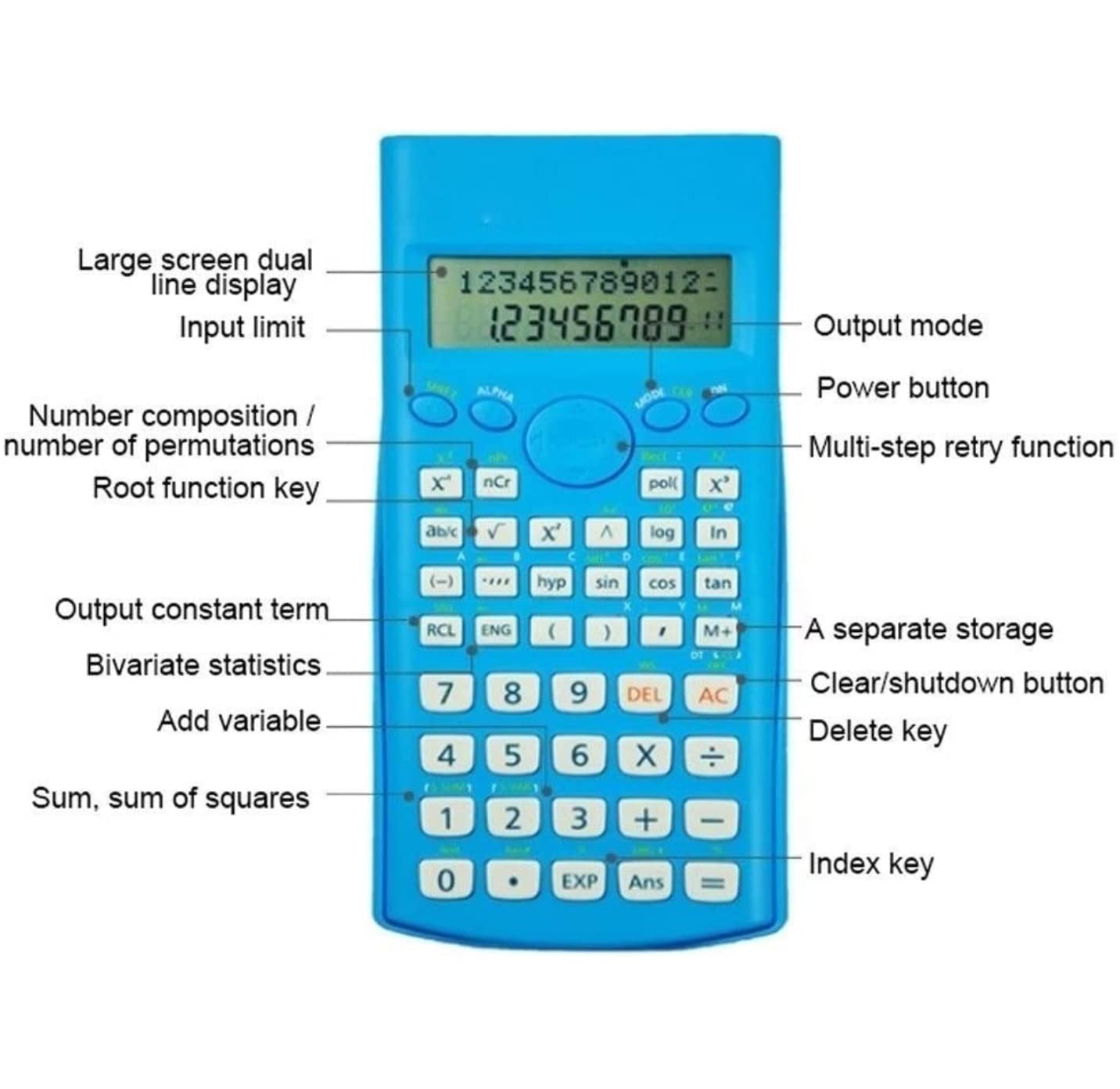 Calcolatrice Calcolatrici Multifunzione Calcolatrice Portatile Equazione Del'ufficio Calcola Display LCD A 12 Cifre di Grandi Dimensioni Tavolo Ufficio(Grün)