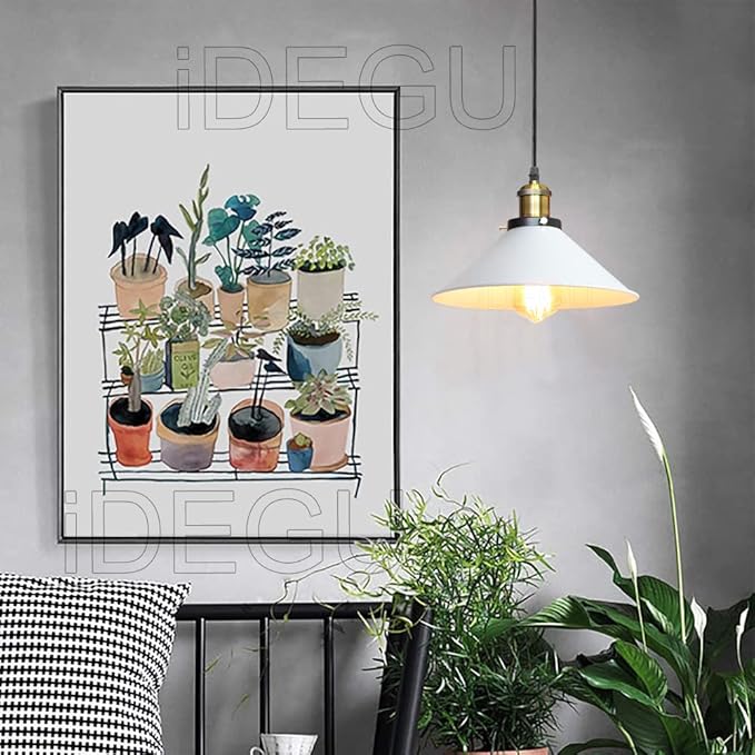 iDEGU iDEGU Industriële hanglamp, vintage, Edison-stijl, retro, pendellamp met 26CM metalen lampenkap, E27-fitting, wit, hanglamp voor eetkamer, keuken, slaapkamer, restaurant (1-flammig) photo 3