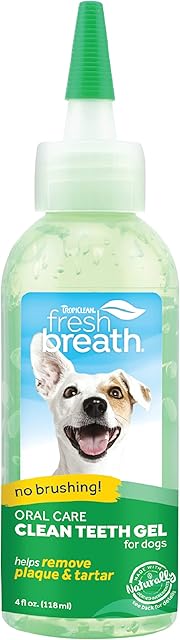 TropiClean Fresh Breath Dog Teeth Cleaning Gel - No Brushing Dental Care - Breath Freshener Oral Care - Complete Dog Teeth Cleaning Solution - Helps Remove Plaque & Tartar, Original, 118ml
