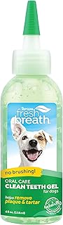 TropiClean Fresh Breath NO Brush Clean Teeth Oral Care Gel for Dogs - Dental Care Toothpaste Gel Helps Remove Plaque & Tar...