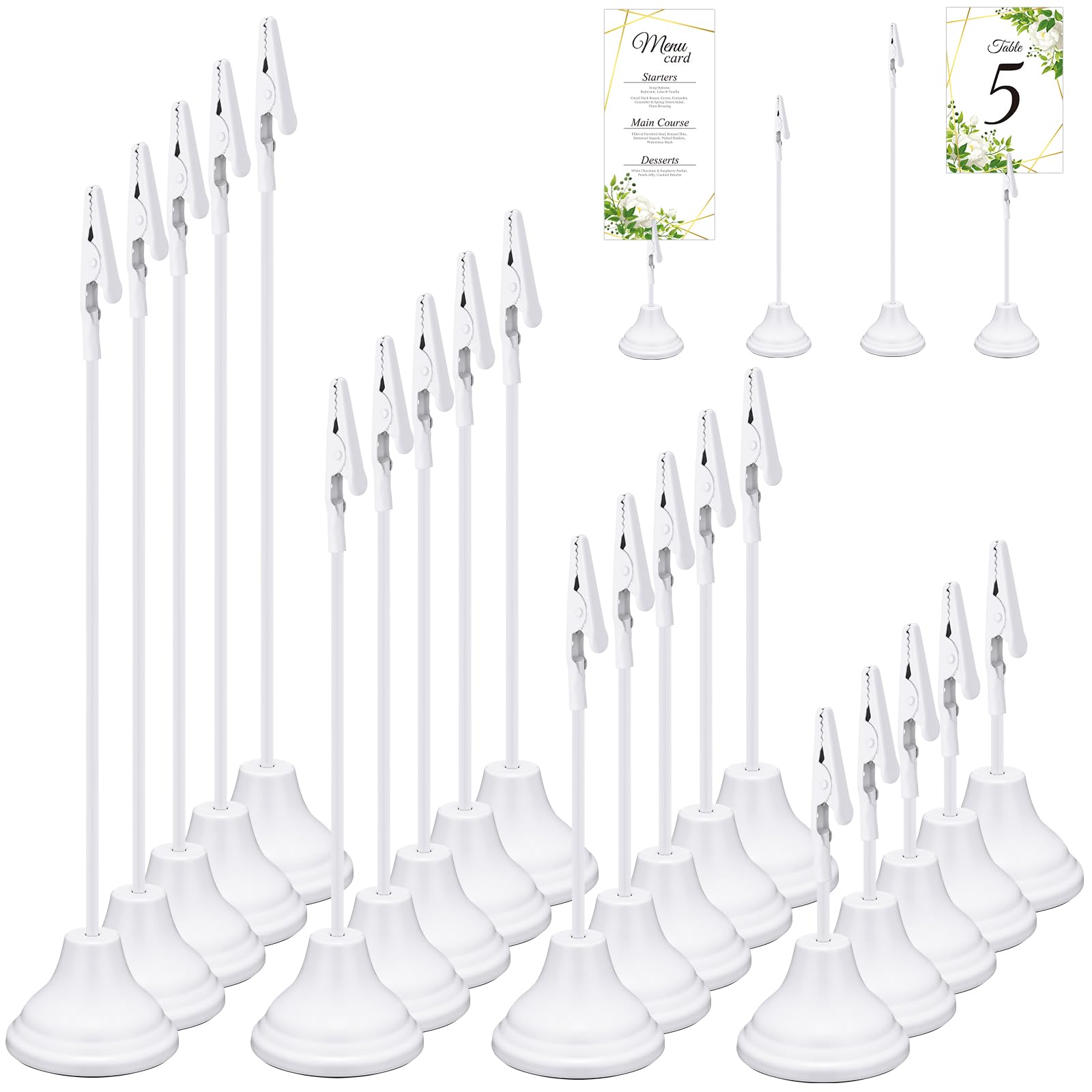 20 Pcs Table Number Holders for Wedding, 4/6/8/10 Inch,White