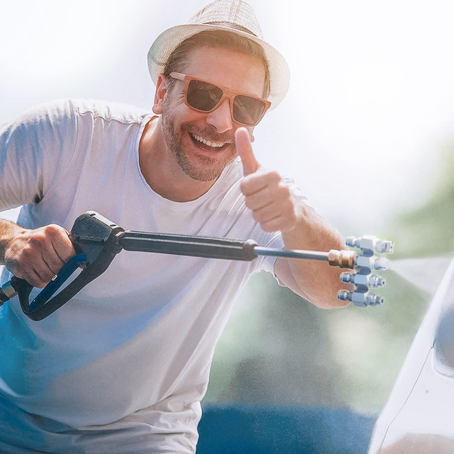 Jariko Rod Pressure Washer Nozzle 7-8 GPM - High Pressure Hose Nozzle - 1/4" Quick Connect for Soft Wash System - 4 Way Pressure Washer - 4 Tip Soft Wash Nozzle - Pressure Washer Accessories