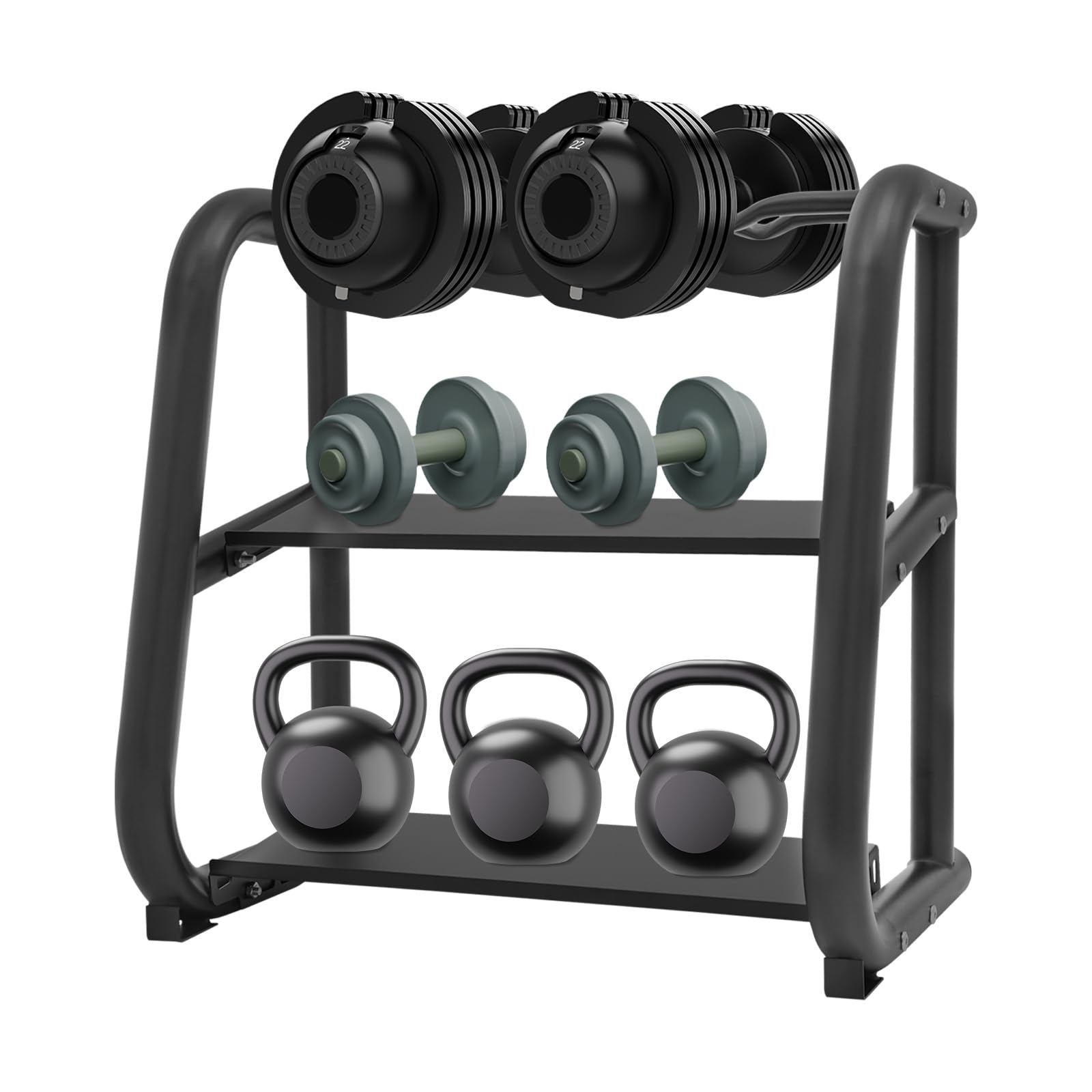 Supporto multifunzione per manubri e kettlebell – 100 kg di capacità di carico (solo scaffali)