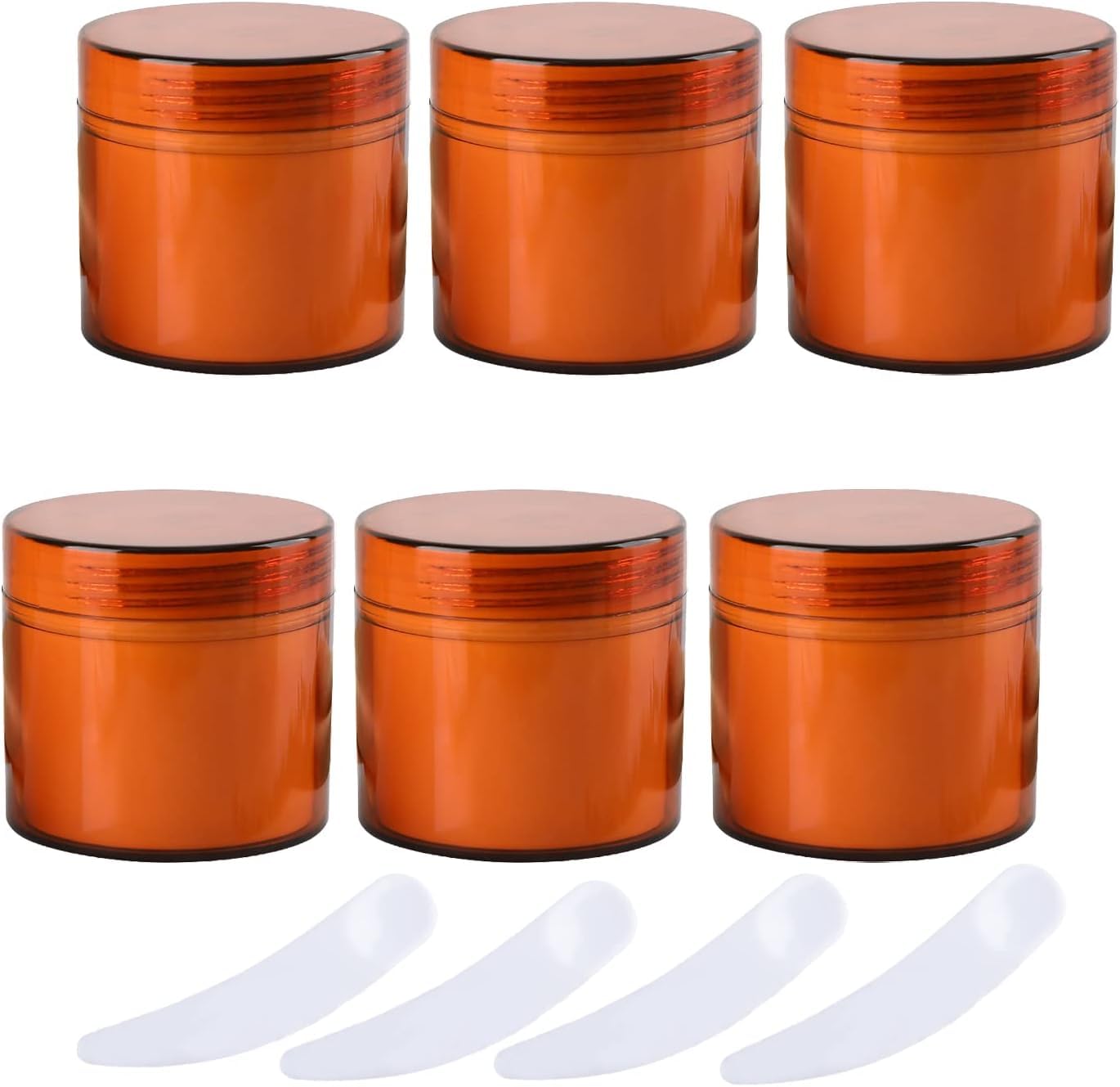 FLYIODFCXV cosmetic jar, Pack of 6, Empty White 100 g Plastic Cosmetic Jars with Screw Lid, Inner Liner, ml Container(Brown)