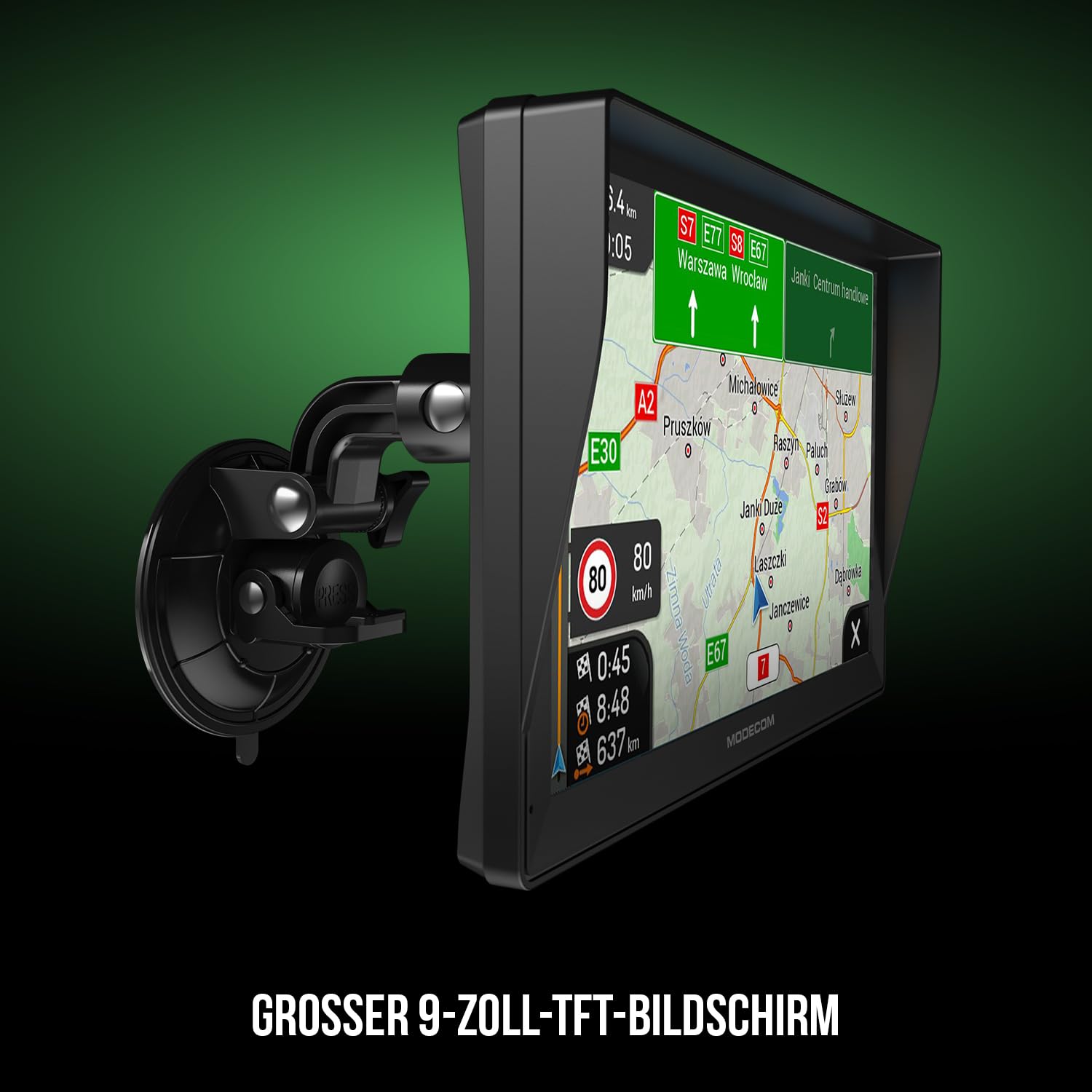 MODECOM Freeway CX 9.3 Plus | LKW & PKW Navigationsgerät | 9 Zoll Display | iGO Truck Software Europa | GPS Routenplaner für LKW & Transporter | Jährliches Kartenupdate