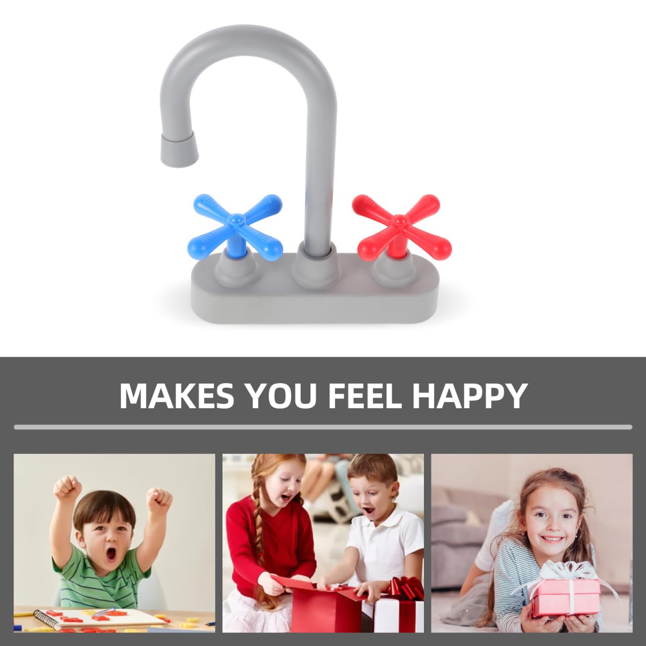 Gatuida Kitchen Sink Toy Faucet Plastic Simulation Boy Girl's Sink Faucet Toy for Pretend Play Kitchen Accessories Running Water Function - Image 3