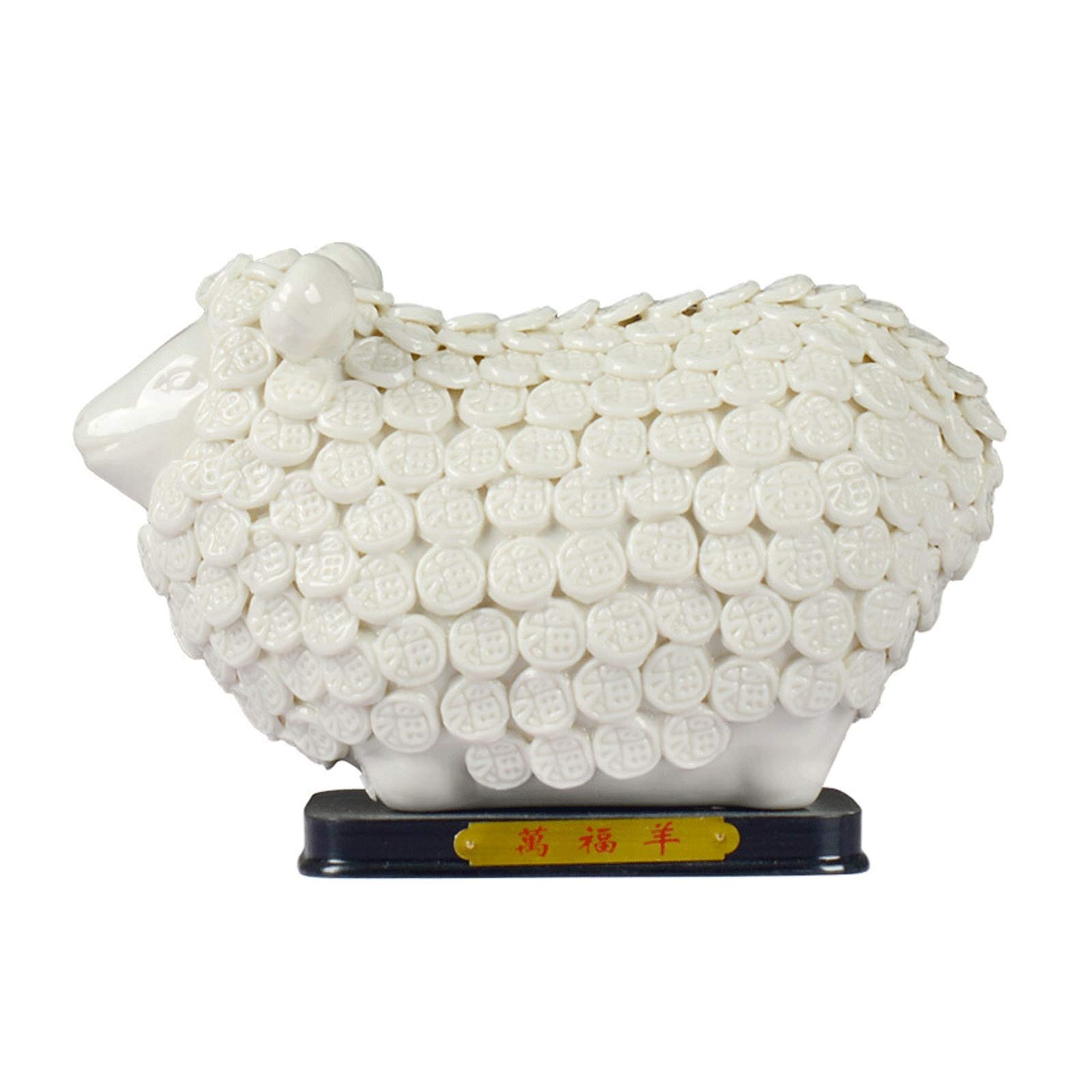 BHGFYXBS Home Décor Products Ceramics Fengshui Money Sheep Statue White Goat Wealth Figurine Chinese Zodiac Animal Ornaments Desk Decoration Gift Collection Accent Decoration