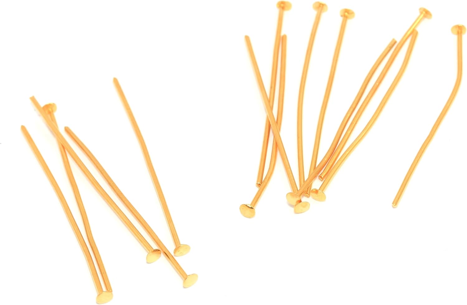 35MM 18K Gold Plated Head Pins Flat Head Jewelry Pins Beading Needles DIY Craft Findings 25/50/100/200 PCS (100)