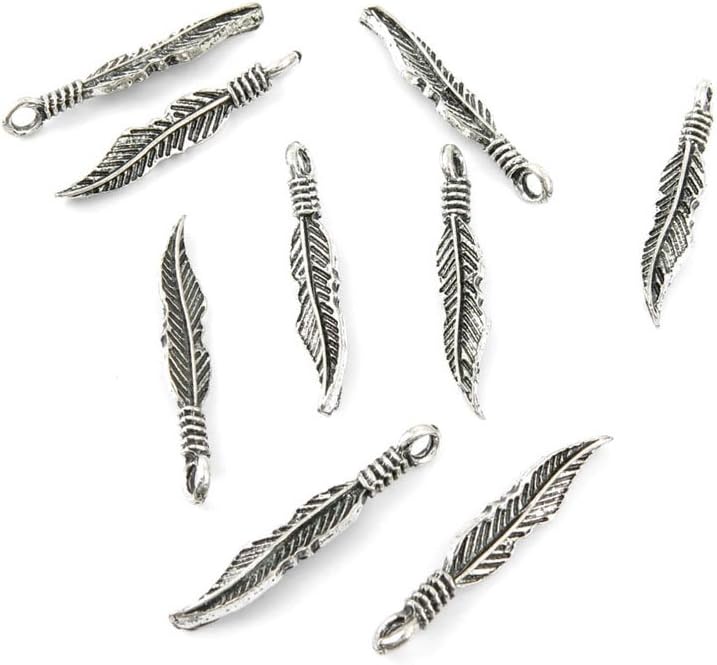 Jewelry Making Charms Antique Silver Tone Color Jewellery Charme Findingss Bulk Wholesale Suppliers Arts Crafts 49455 Feather