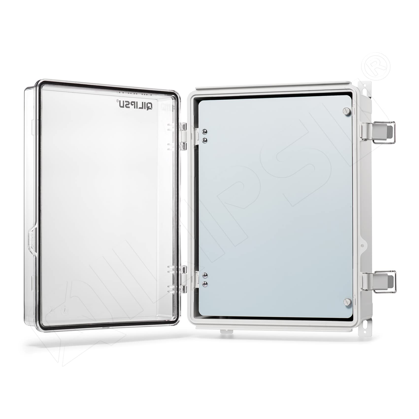 QILIPSU Waterproof Junction Box IP67 Outdoor Plastic Electrical Project Enclosure Weatherproof with Inner Door, Mounting Plate, Wall Brackets, Hinged Clear Cover 14.6"x10.6"x5.9" CC-D