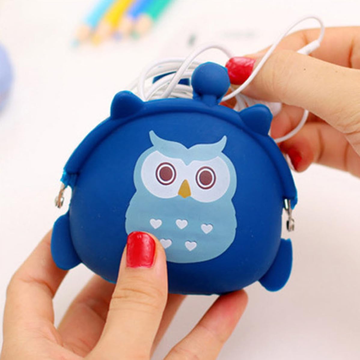 Silicone Coin Purse Light Blue Mini Wallet for Cash and Cards
