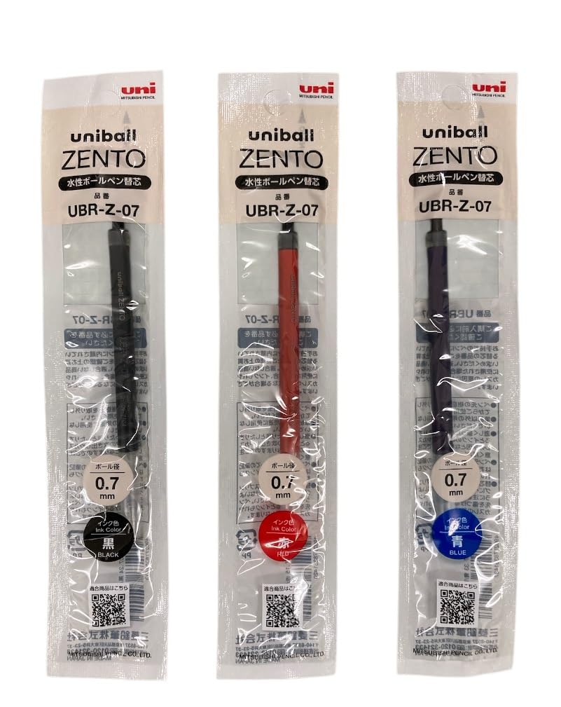 Amazon | 水性ボールペン ZENTO 0.7mm リフィル 3本セット（黒・赤