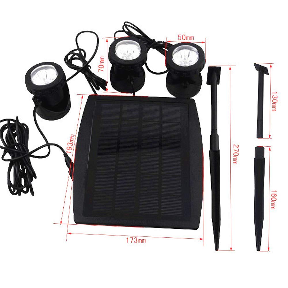 Luci per laghetto solare, faretti sommergibili per esterni, regolabili subacquee, colore RGB che cambia con 3 luci, quattro modalità di luce, impermeabile IP68, per prato, patio, giardino, piscina