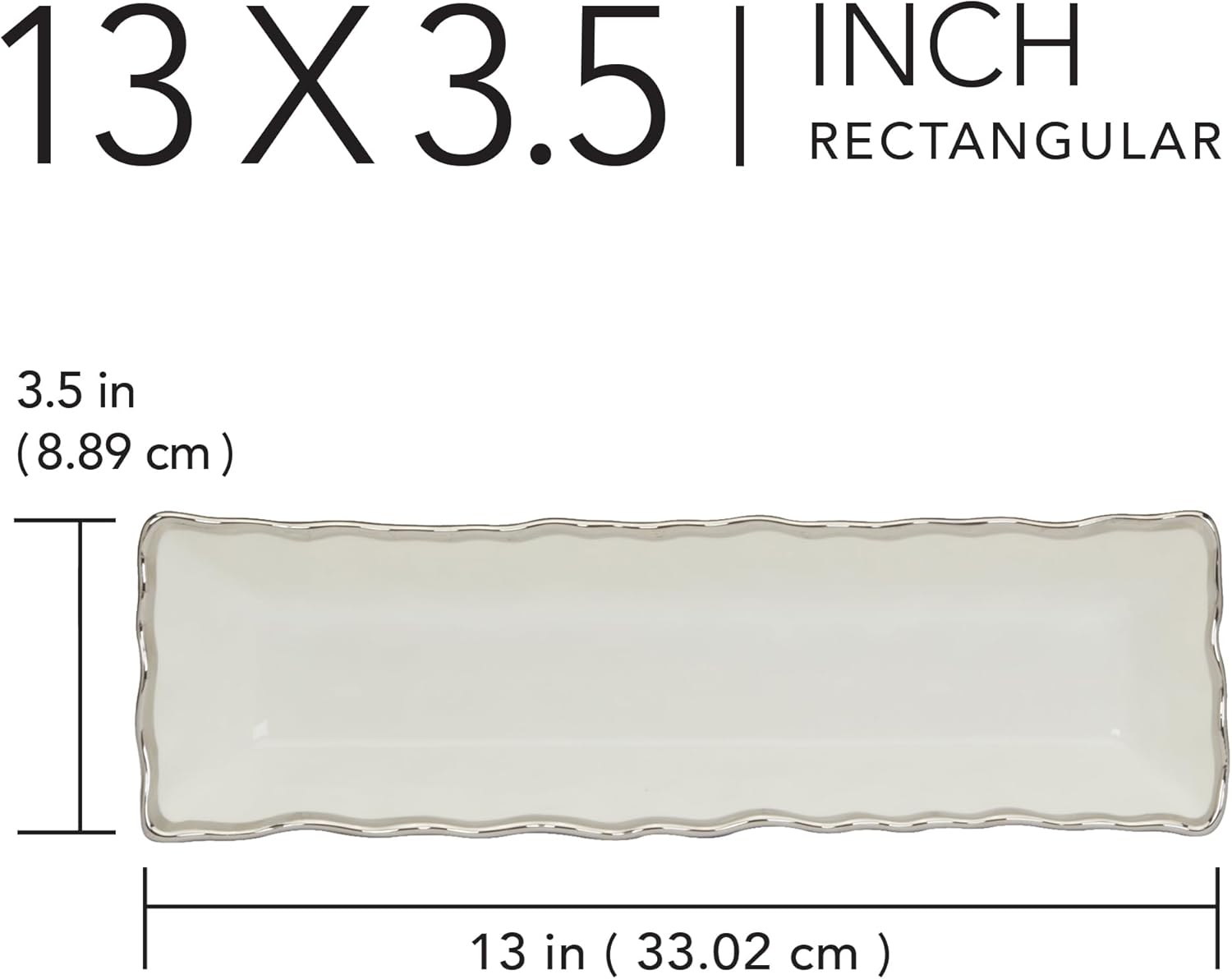 Regency Silver Porcelain Cracker Tray with Scalloped Edges & Metallic Silver Rim, 13" Elegant Serving Tray for Crackers, Breadsticks & Appetizers, Perfect for Entertaining & Everyday - Image 4
