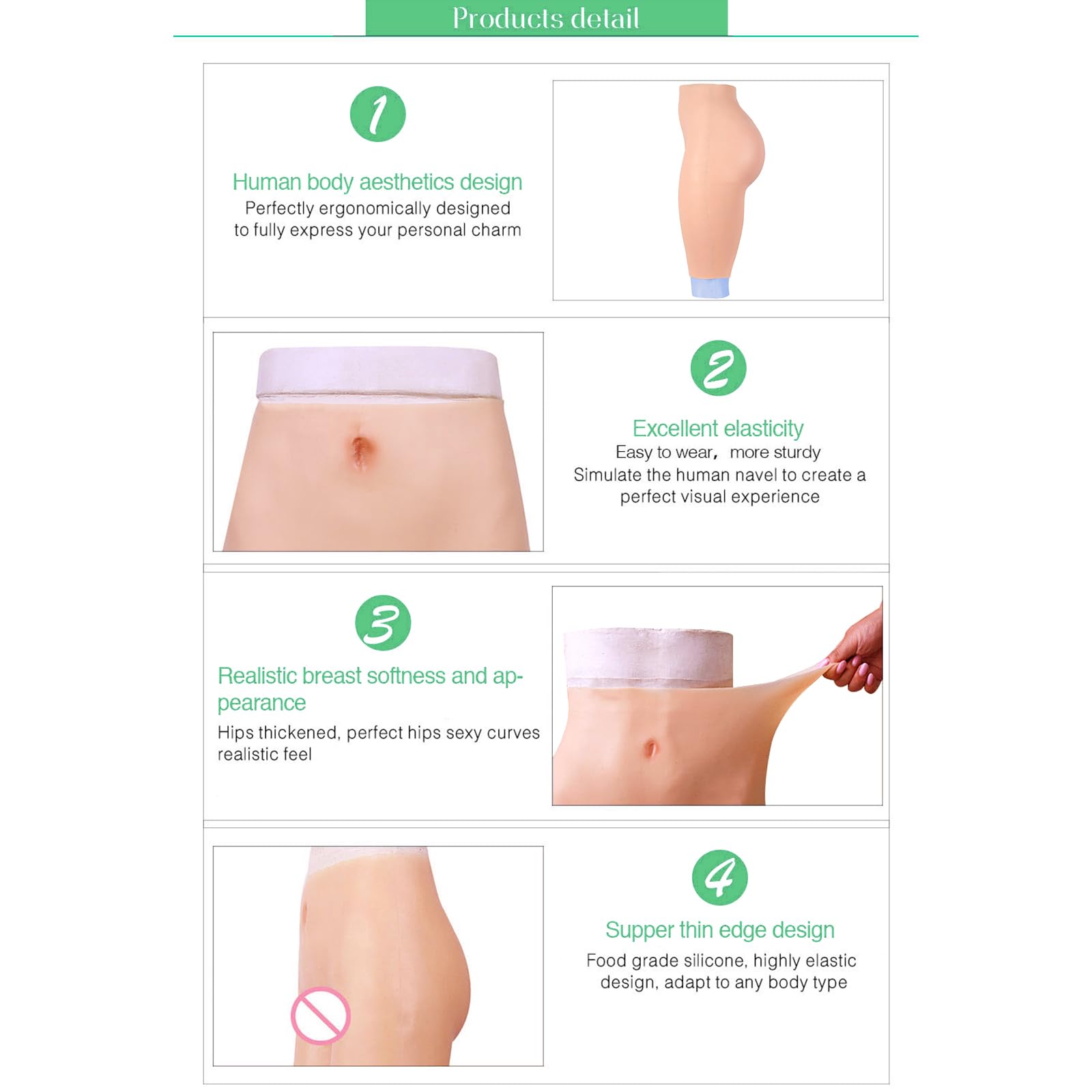 Silicona Body Shaper Shorts Shapewear para Las Mujeres 100% Silicona Material