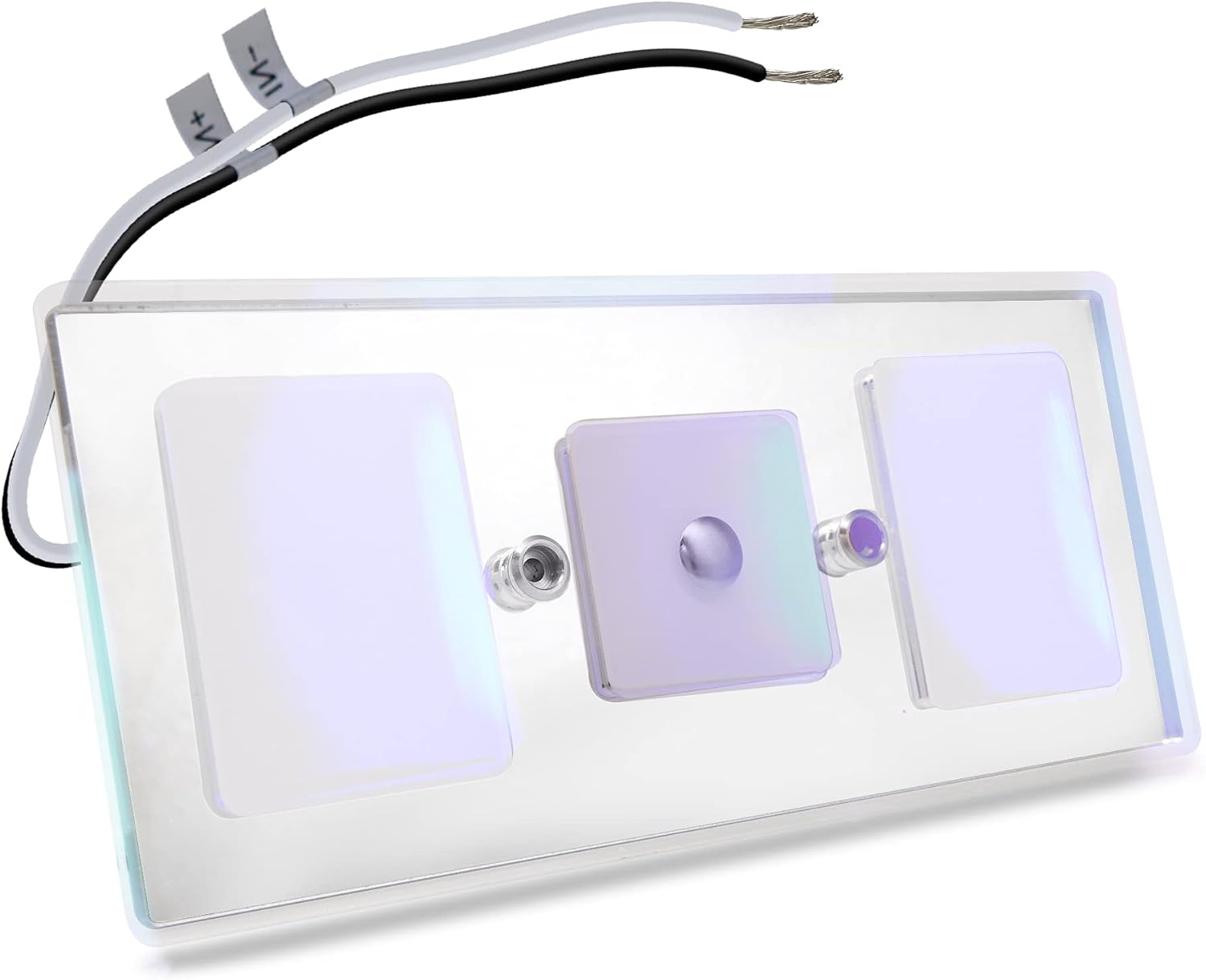 Facon 12V RV Ceiling Light Fixture With Touch Dimmable Switch and Blue Indicator, Decorative Flush Mount With Luxury Crystal Acrylic Lens, Interior Light for Motorhome Trailer