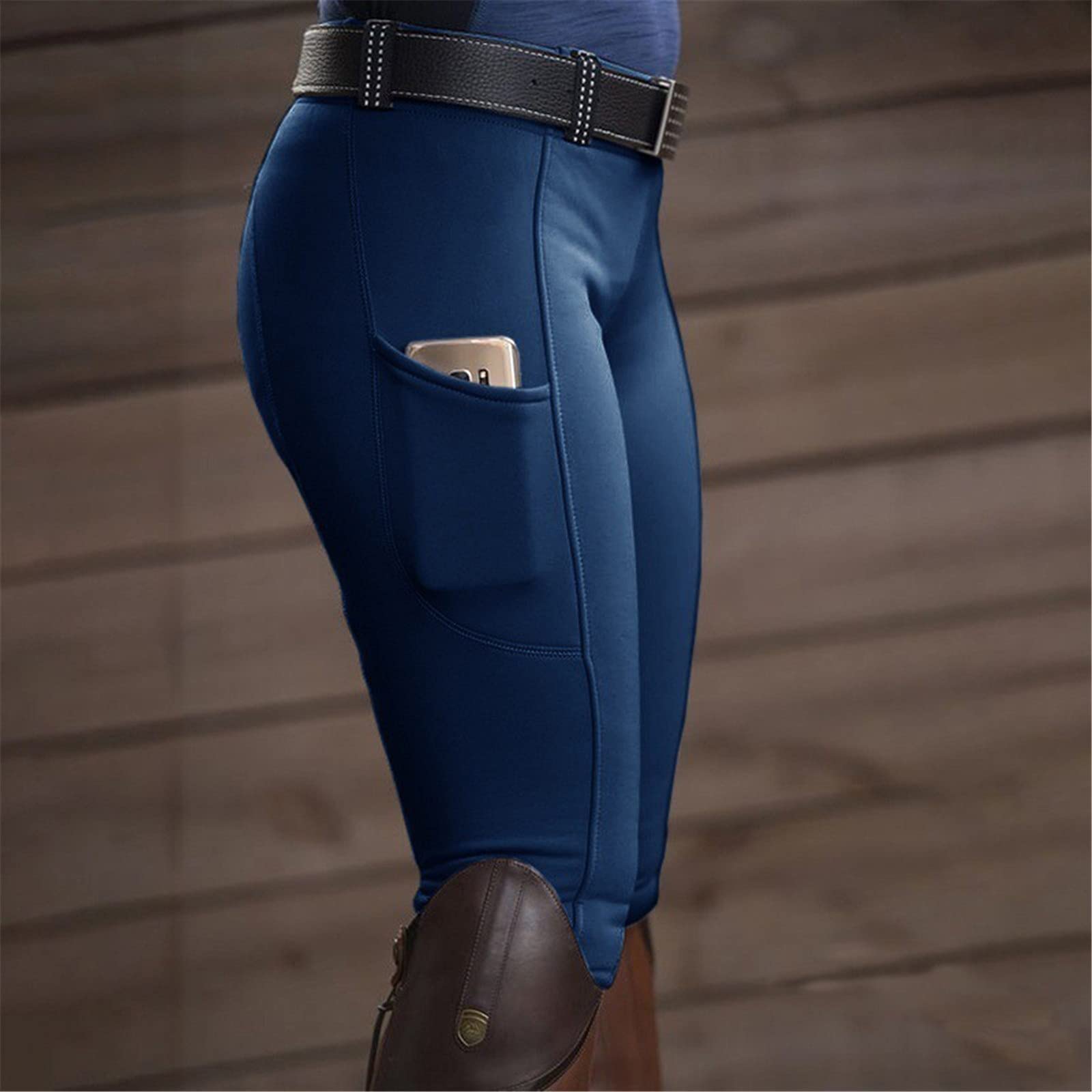 Generic Équitation Pantalons De Sport Exercice Pantalon Femmes Taille Haute Cavalier Jeans Hommes Pantalon En Jean Avec Poches latérale