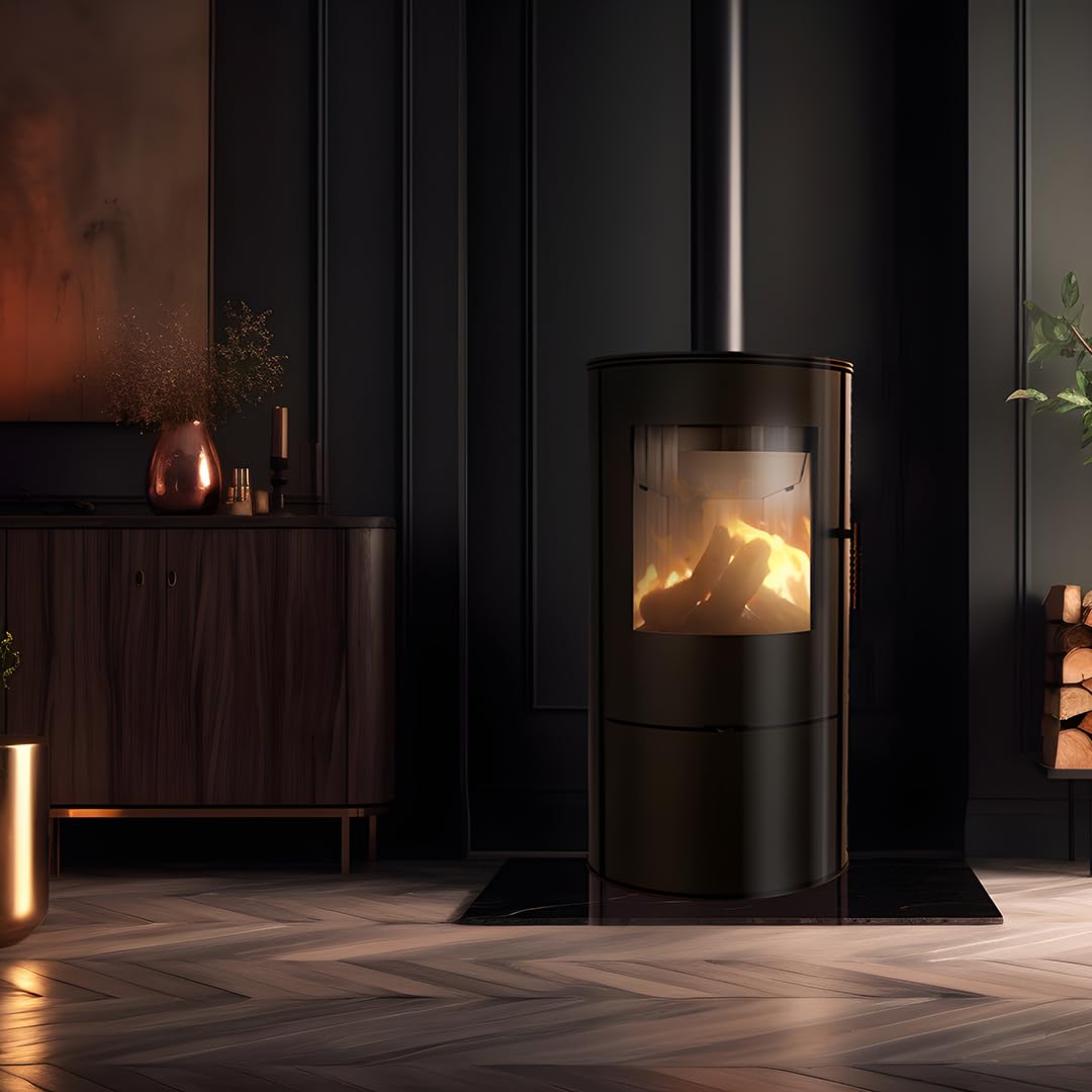 KRATKI Kaminofen aus stahl ROLLO bereit Satz Ø 150 7 kW mit Raumluftunabhängig, Bblass Verkleidung, freistehend, BImSchV 2, Staubauslass, 150 mm, EEK A Kaminofen HKI