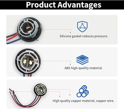 Miniatura 5 de Enchufe de enchufe de bombilla LED 1157, impermeable, señal de giro, luz de freno, arnés de luz trasera, conector de enchufe de base, accesorios