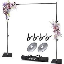 HYJ-INC Pipe & Drape Photo Backdrop Stand Kit Adjustable Photography Backdrop Stand 10ft x 6.5ft with Metal Base for Party, Wedding, Birthday Party, Event, Photo Booth