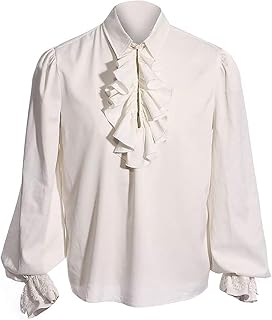 Camisa medieval pirata para hombre | Disfraz gótico steampunk victoriano renacentista vampiro | Ropa de cosplay de manga larga, disfraz de Halloween