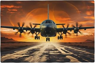 Plane Landing On Runways Print Placemat Table Mats Heat Resistant Washable Linen Place Mats Set for Kitchen Dining Patio
