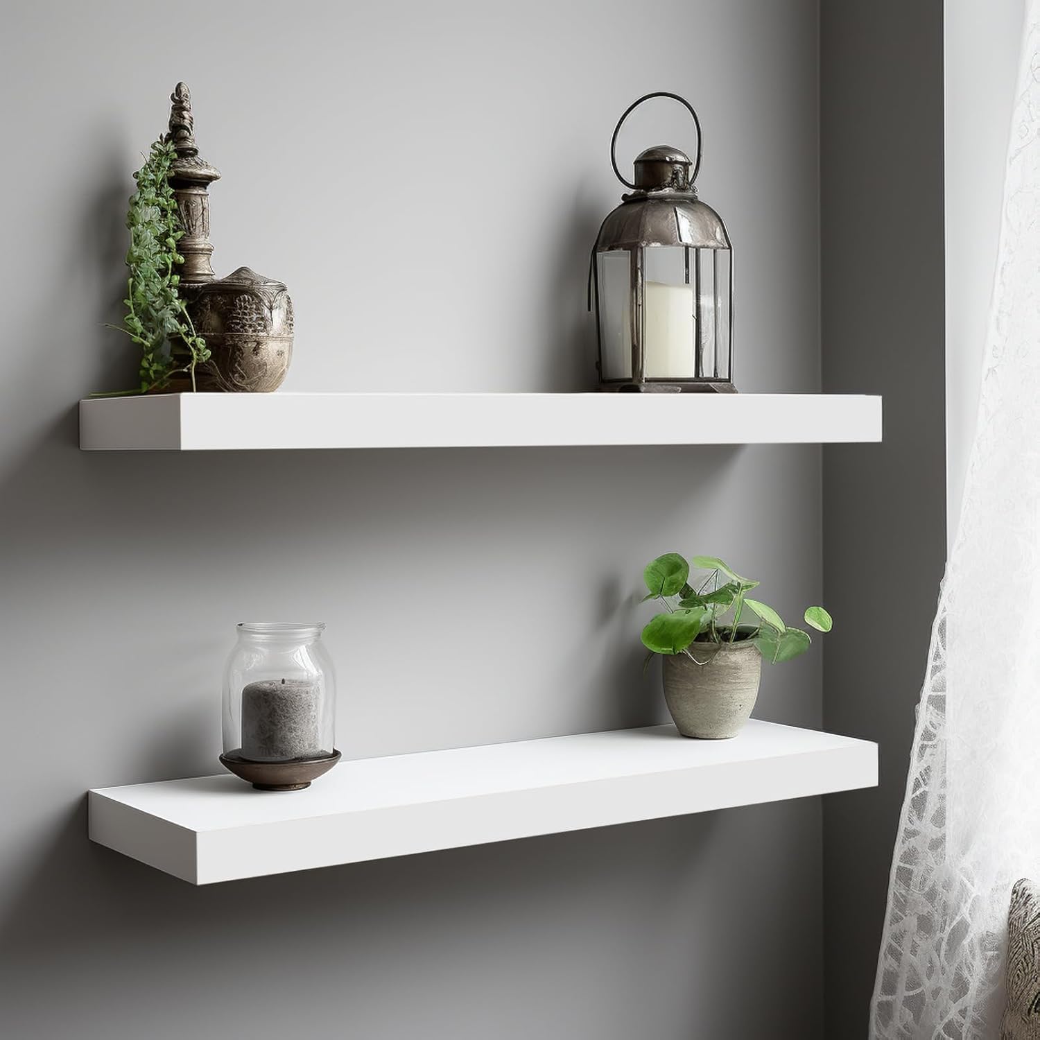 ColdShine Wandregal Regalbrett Weiß 60cm, Regale für Wand 2er-Set, Schweberegal, Lackierung ist gleichmäßig für Wohnzimmer Küche Flur Schlafzimmer