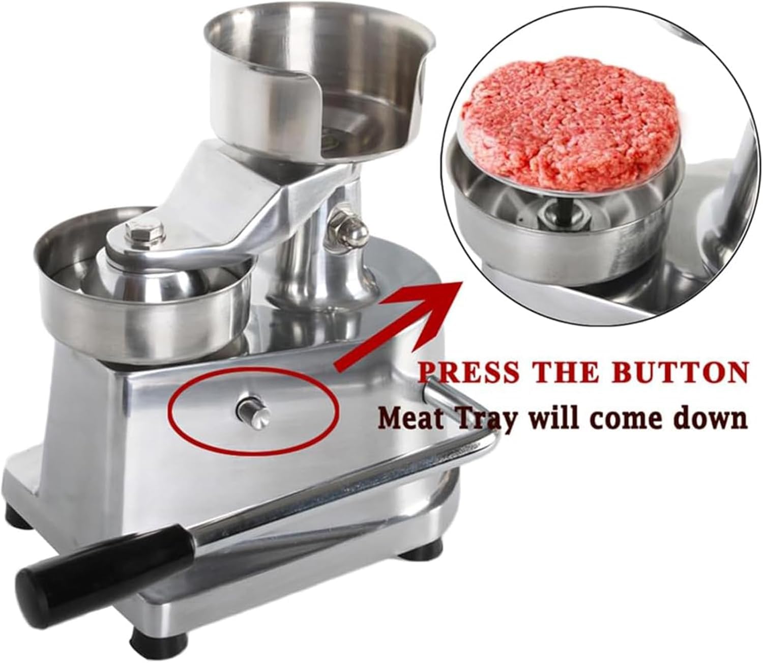 Máquina para hacer hamburguesas, prensa de acero inoxidable para hamburguesas caseras, solución fácil de formar hamburguesas para restaurantes y camiones de comida, diámetro