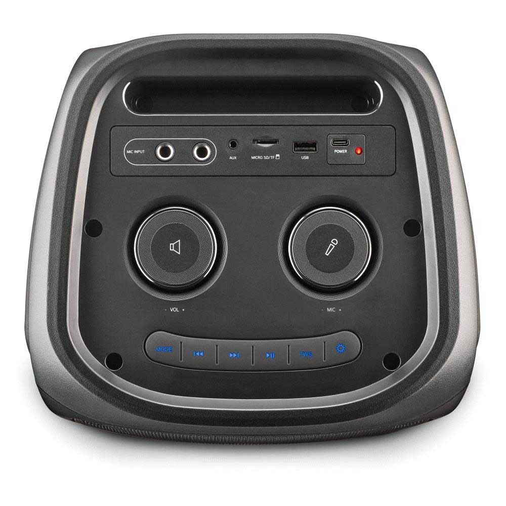 NGS Wild Temper - Przenośny głośnik Bluetooth 5.3 200 W TWS LED RGB Wejście USB/AUX IN Podwójne wejście mikrofonowe 7,4 V/4400 mAh Akumulator 5 godzin autonomii kompaktowy i wytrzymały