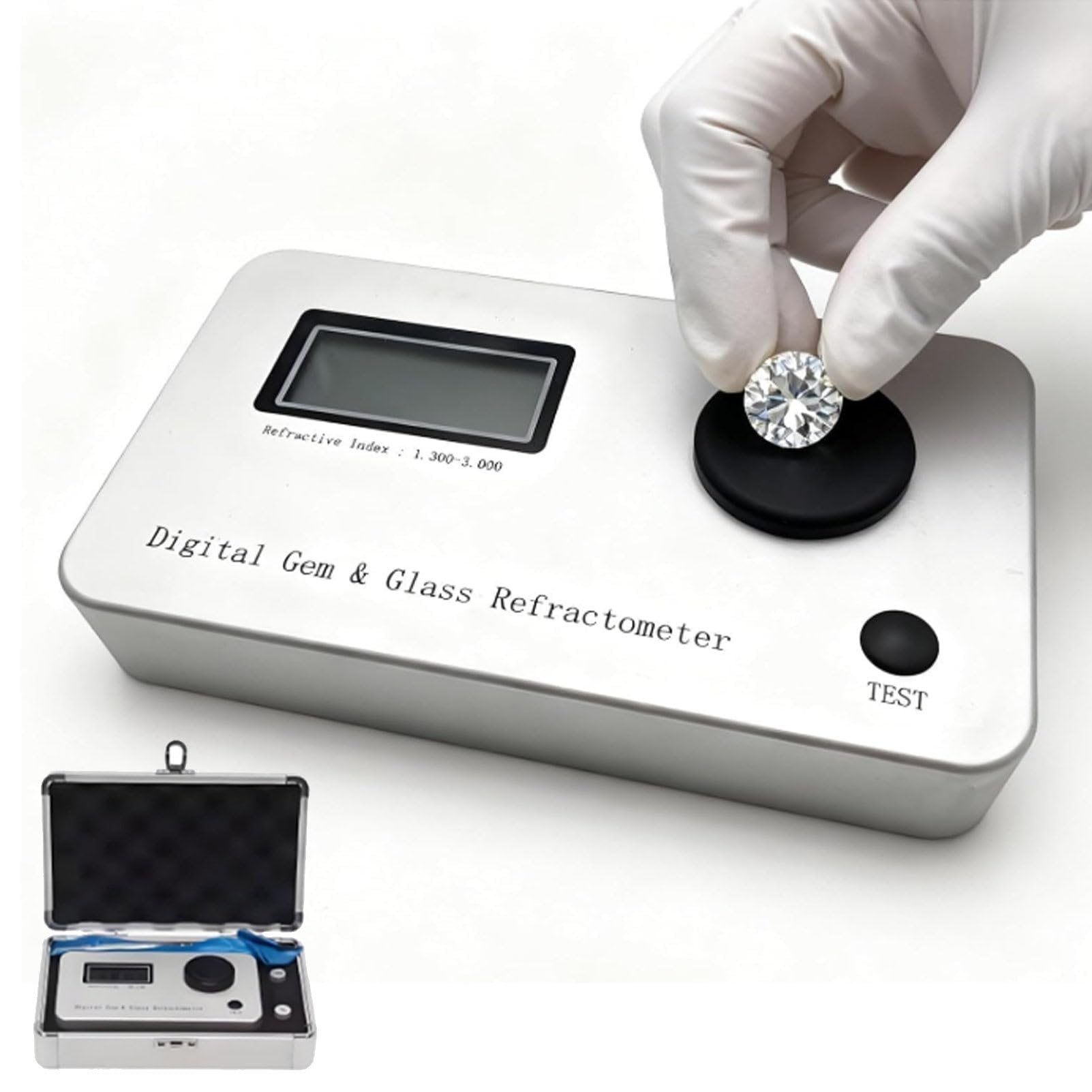 Refractómetro digital de piedras preciosas, probador profesional de identificación de joyas con rango de 1.300-3.000 RI, precisión de 0.001, recargable