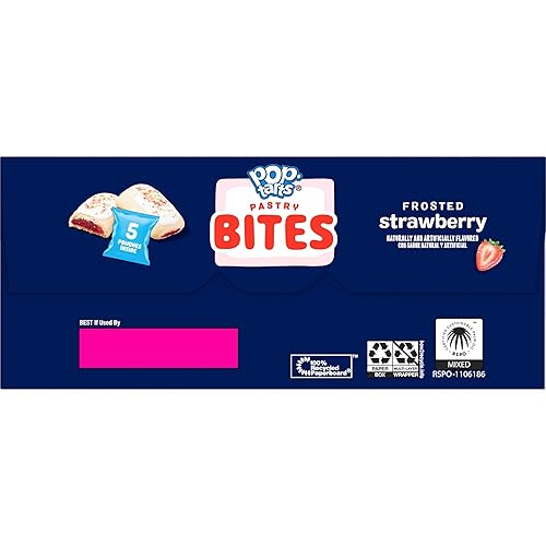 Miniatura 13 de Pop-Tarts Bocaditos de pastelería horneados, aperitivos para niños, almuerzo escolar, fresa esmerilada, caja de 7 onzas (5 bolsas)