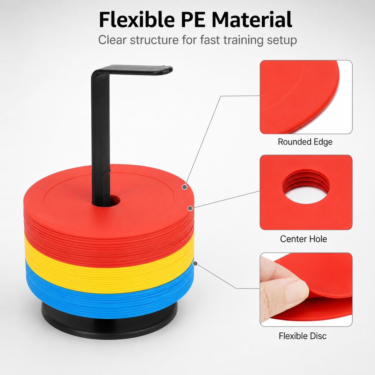 QWORK Cinesini Piatti Allenamento, Disponibile in 15 cm o 23 cm - Dischi marcatura Flessibili per Calcio, Basket, Pallamano e Altro