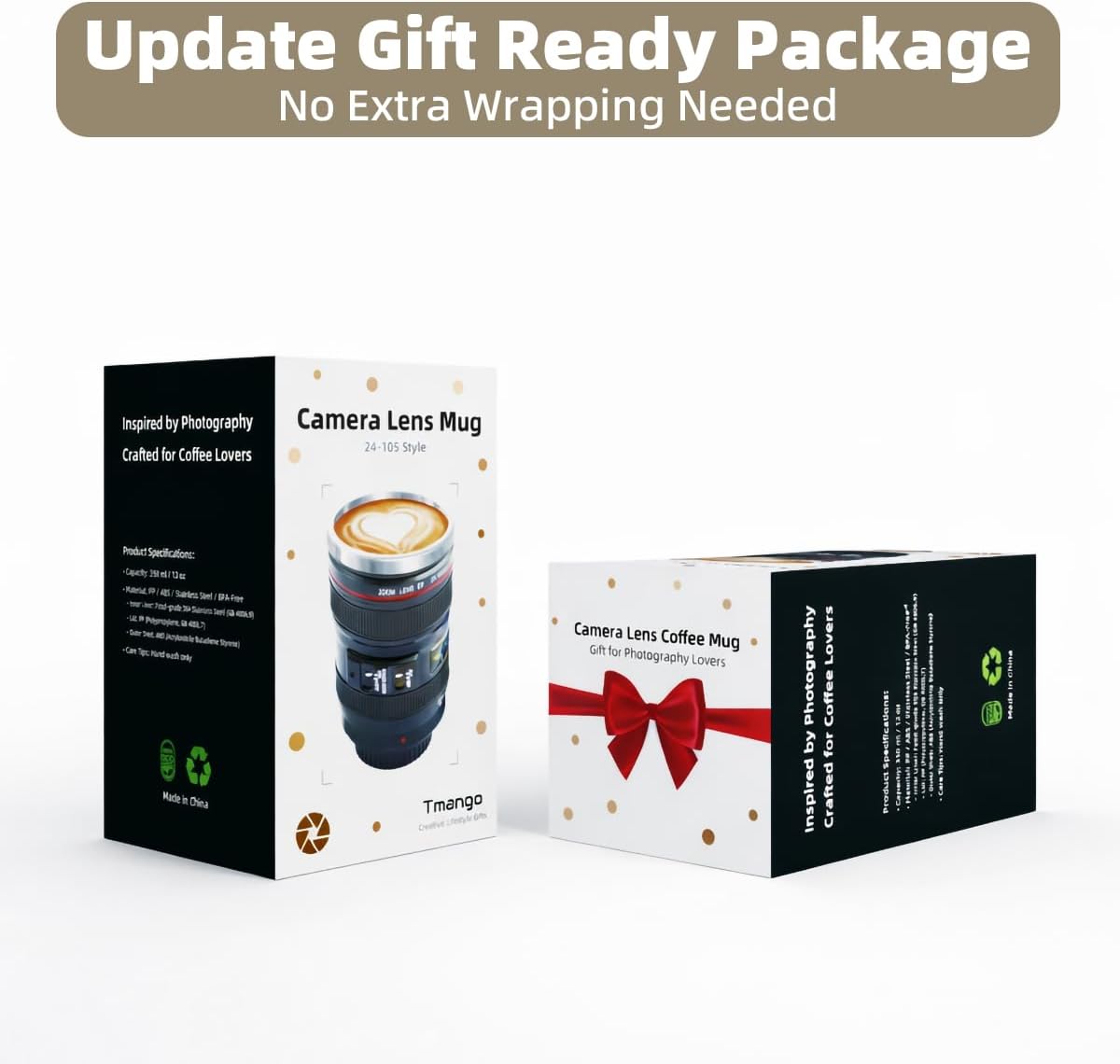 Camera Lens Coffee Mug with Clear Lid and Spoon – Lightweight Lens Cup Replica, Gift for Photographers - Image 2