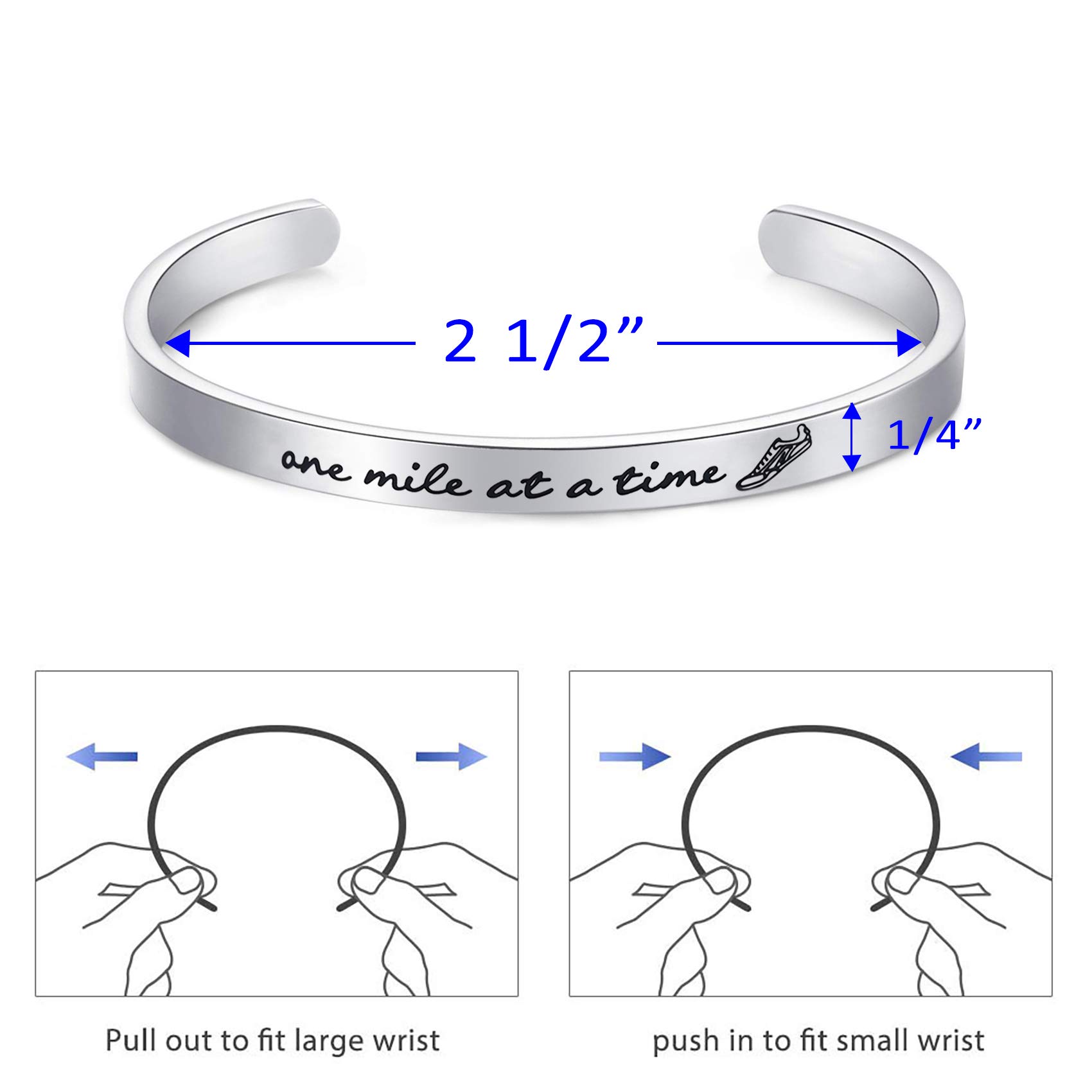 LParkin Marathon Runner's Bracelet - Endurance-Tested Stainless Steel Running Jewelry for Women & Men | Track & Field Gifts with Inspirational Mantra Engraving